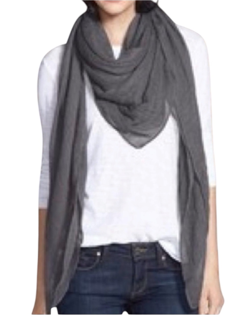 Anthropologie Remi & Reid shade of grey tassel ends scarf